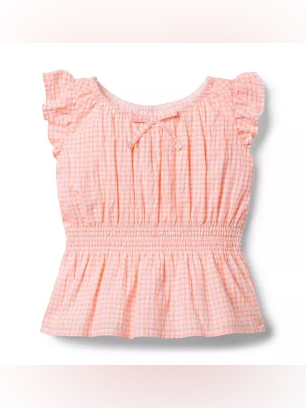 Brand New Janie & Jack Girls Orange Lily Gingham Peplum Top, Size 3, NWT
